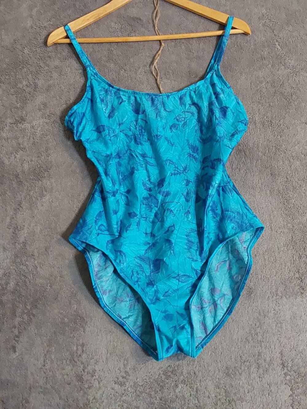 Cole of California Womens One Piece Swimsuit Size 14 Turquoise Floral Retro 80s